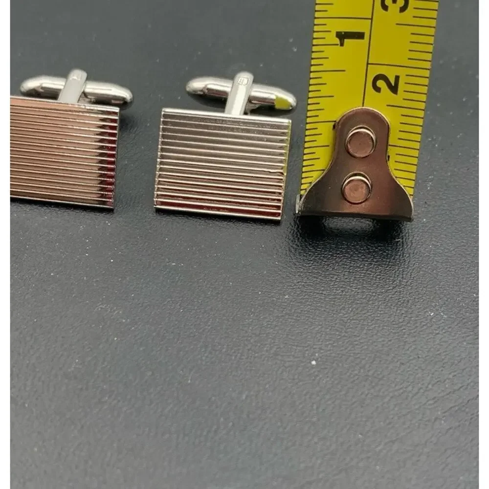 Vintage RKS Signed‎ Silver Tone Etched Cuff Links Classic